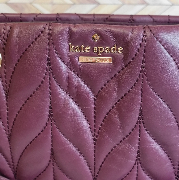 Kate Spade Meena Briar Lane Quilted Leather Handbag Crossbody in Plum Color - Picture 4 of 16